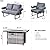HOOOWOOO Aluminum Patio Furniture Set with Fire Pit,4 Piece Outdoor Modern Conversation Sofa,Outside Couch Seating Set with Cushioned Armrest,Grey Stripe(42" Table)