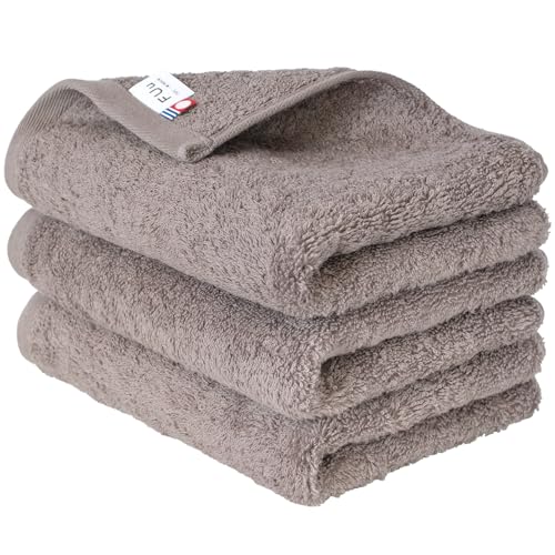 ブルーム 今治タオル 認定 FUu(ふぅ) フェイスタオル 3枚セット やわらか ふわふわ 厚手 吸水 ホテル仕様 日本製 綿100％ (アッシュブラウン)のサムネイル