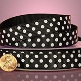 Black And White Polka Dots Grosgrain Ribbon, 3/8