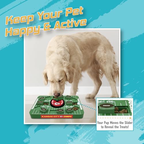 Image of Pets First NFL Kansas City Chiefs Large Puzzle Toy for Dogs, Slow Feeder Board for Pets, New Bigger Size, Interactive Doggie Treat Toy