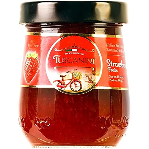 Tuscanini Premium Italian Strawberry Preserves, 330g Glass Jar, Spreadable Fruit Jam, No High Fructose Corn Syrup, No Preservatives, Non GMO, Gluten Free Cover
