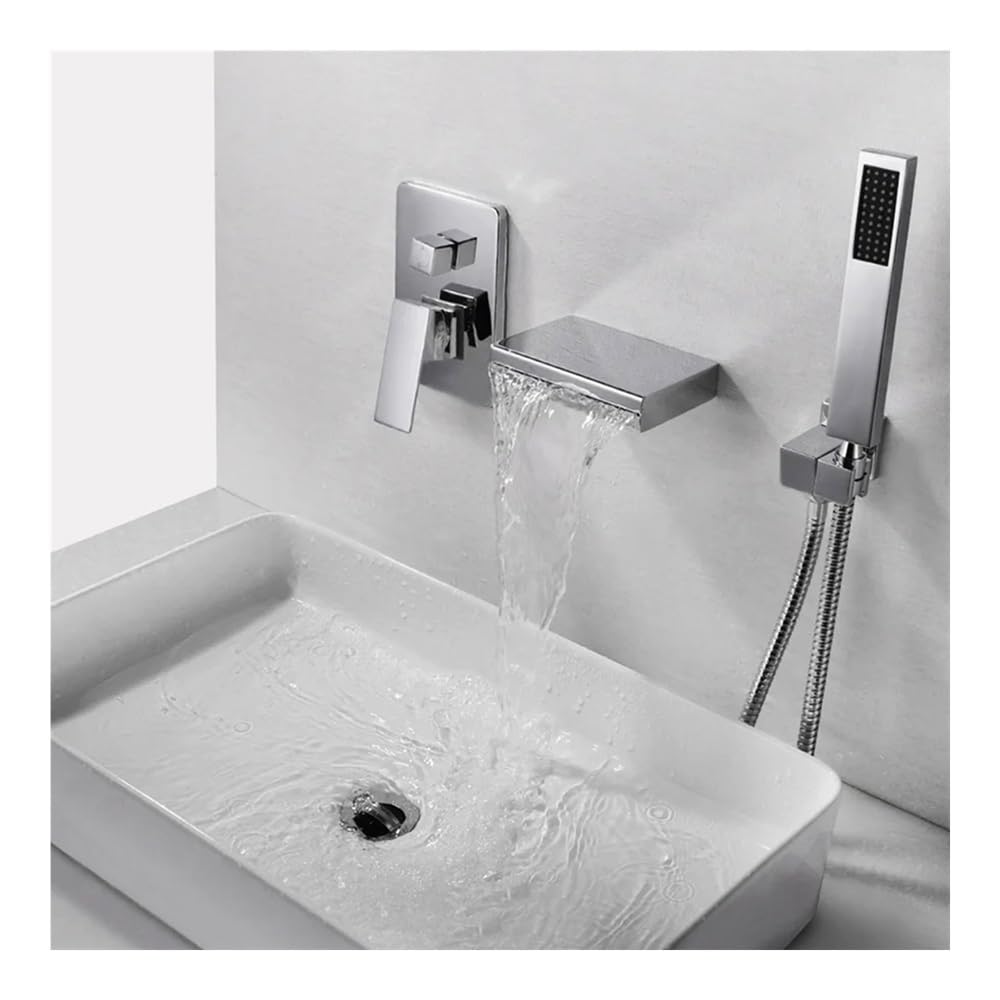 Blyqxs Chrome In-Wall Led Waterfall Bathtub Faucet Concealed Le-7402