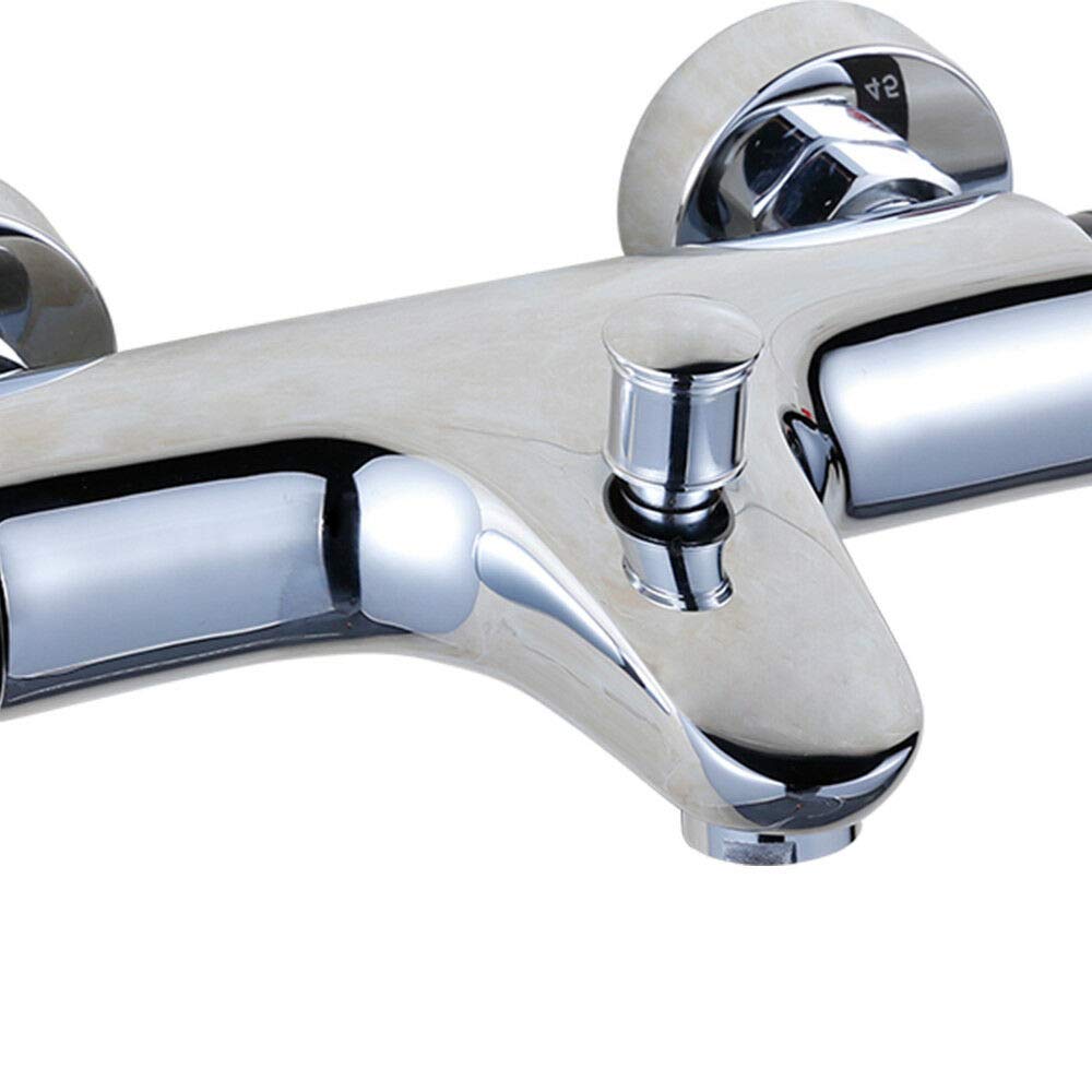 Grifo termostático de ducha, grifo mezclador con botón de seguridad de 38 °C, ducha cromada (B)