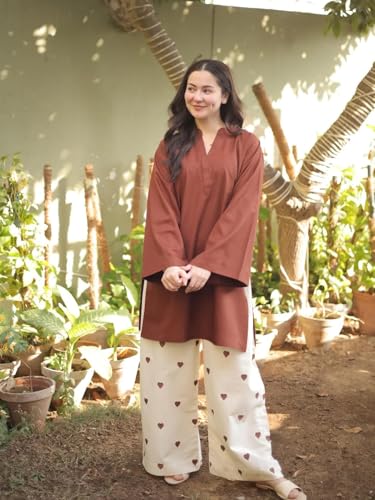 Image of ANNI Designer Farshi Salwar Suit Set for Women Viscose Solid | Co-ords Set for Woman | Kurta Palazzo 2 Piece Outfit | Mandarin Neck Full Sleeve Regular Fit Ethnic Dress Stylish Womens