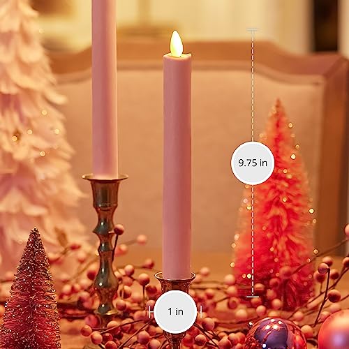 Image of Luminara - Flameless Battery Operated Taper Candle - Rose Tan - Pack of 2-1x9.75 - LED Flickering Flame - Realistic Safe for Home Kids and Pets