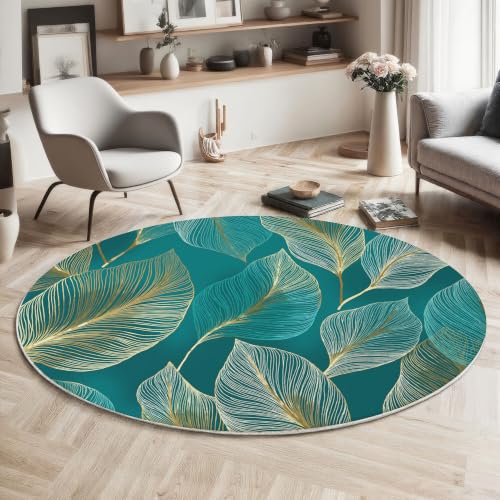 Tapis rond marbre de luxe au design géométrique et texture moelleuse unique - 3