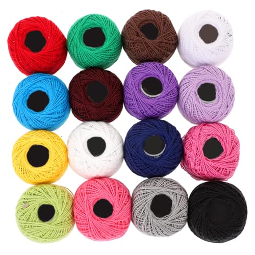 16 rollos de hilo de crochet de algodón, bolas de hilo para bordado, hilo de colores arcoíris, suministros para costura y manualidades en casa