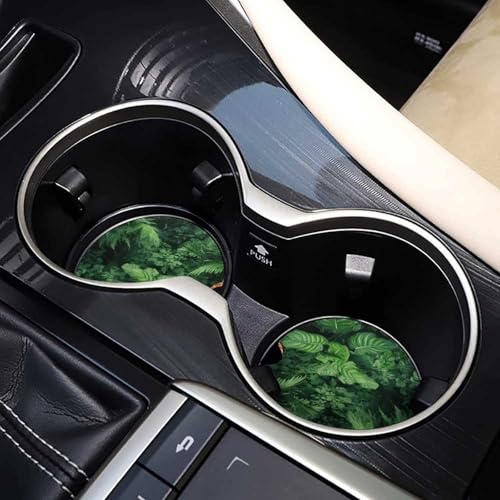 Posavasos para portavasos de auto, 2 piezas, diseño plantas verdes miniatura 7