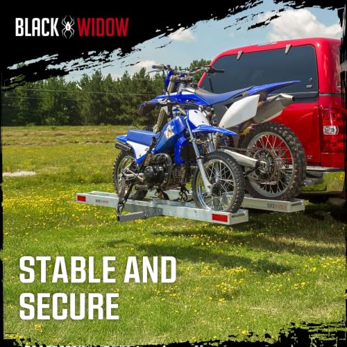 Image of Black Widow Aluminum Dual Dirt Bike Hitch Carrier with Ramp for Trucks | 600-Pound Capacity - Non-Folding Motorcycle, eBike & Fat Tire Bike Hauler, Fits 2-Inch Class III /IV Receiver