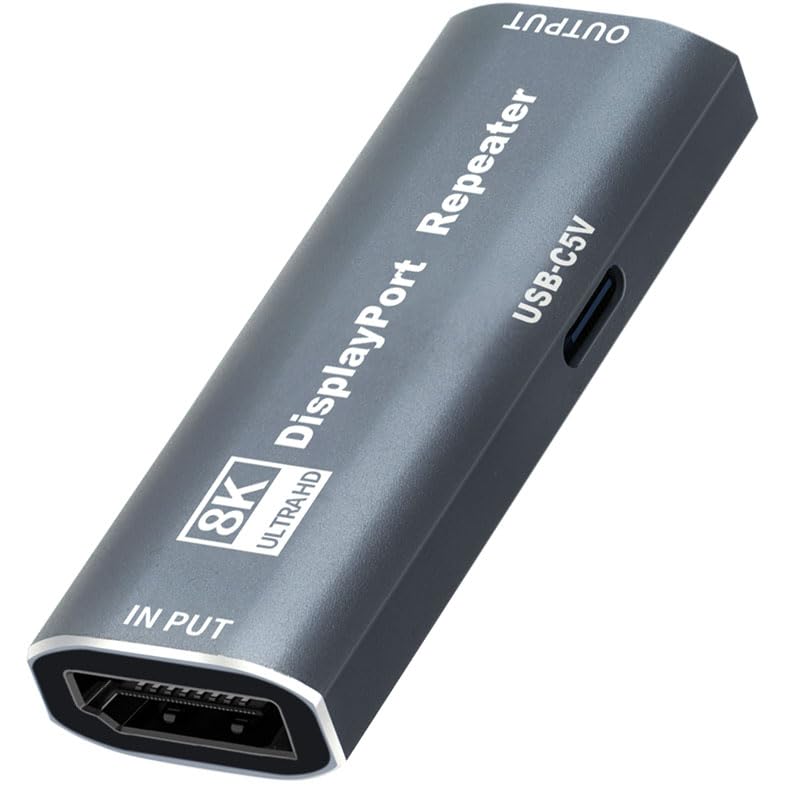 Techigher DisplayPort Repeater Amplifier Signal Booster - 4K@240Hz 33ft,4K@60Hz 82ft Extender, DisplayPort Booster Female to Female Plug & Play, for