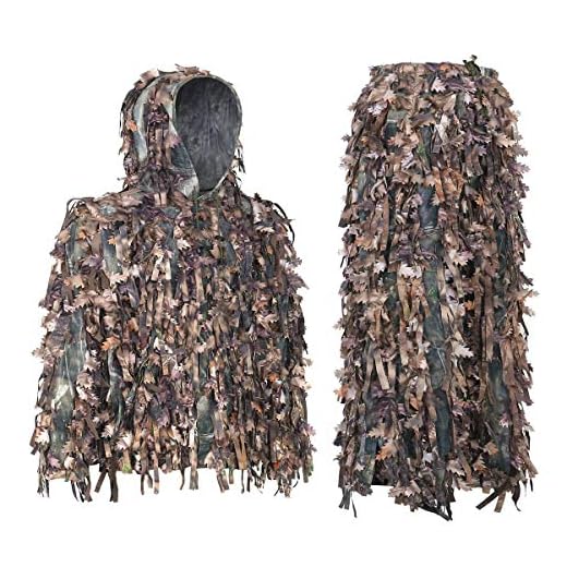 AUSCAMOTEK Leafy Ghillie Suit 3D Hunting Ghilly Yellow M-L