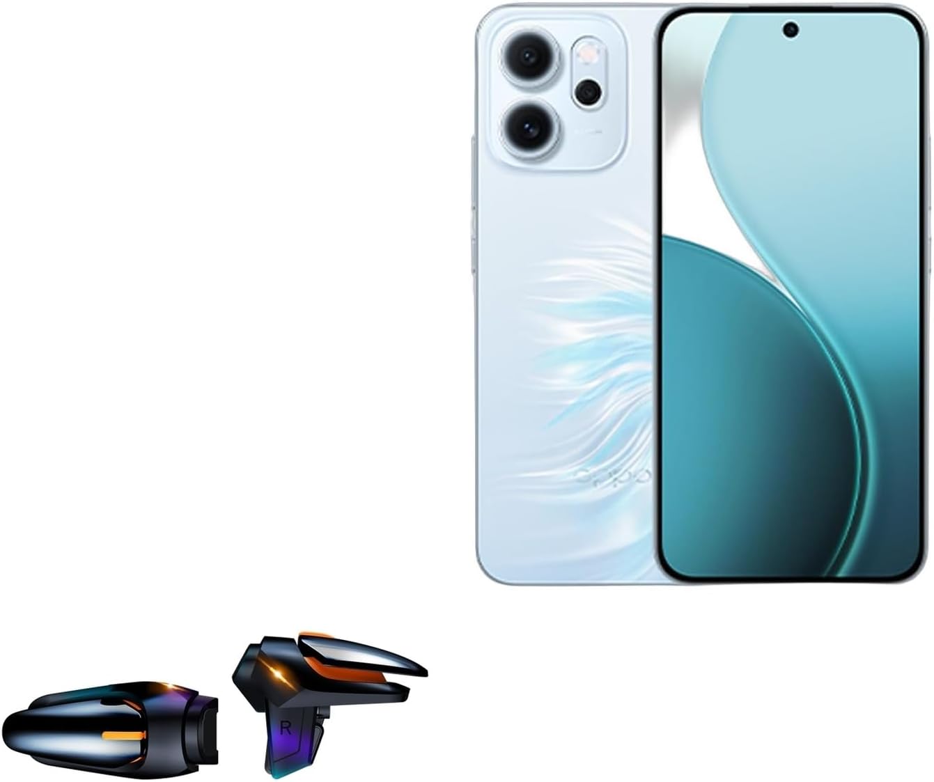 BoxWave Gaming Gear Compatible with Oppo Reno14 F 5G (6.57 in) - Touchscreen QuickTrigger Auto, Trigger Buttons Autofire Gaming Mobile FPS - Jet Black