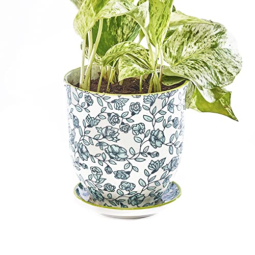 CHIVE Liberte Ceramic Succulent Pots 4.25” Green Flowers