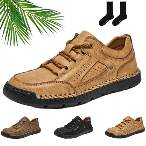 Hillde Shoes, Hillde Mens Shoes, Men's Comfortable Handmade Leather Boots – Waterproof, Spacious Toe Box Outdoor Leather Boots, Arch Support Orthopedics Sneaker for Men