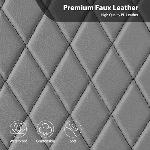 Image of CAR PASS Quilting Faux Leather Seat Covers Full Set, Waterproof Deluxe PU Premium Auto Seat Cover, Breathable Seat Covers Universal Fit for Most Sedan SUV Van Small Truck, Airbag Compatible All Gray