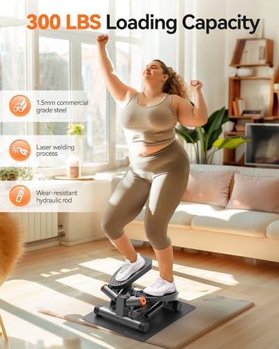 Image of Niceday Steppers for Exercise, Stair Stepper with Resistance Bands, Mini Stepper with 300LBS Loading Capacity, Hydraulic Fitness Stepper with LCD Monitor