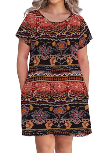 Image of Alaster Women's Casual Summer T Shirt Dress Loose Short Sleeve Tunic Dress with Pocket for Women