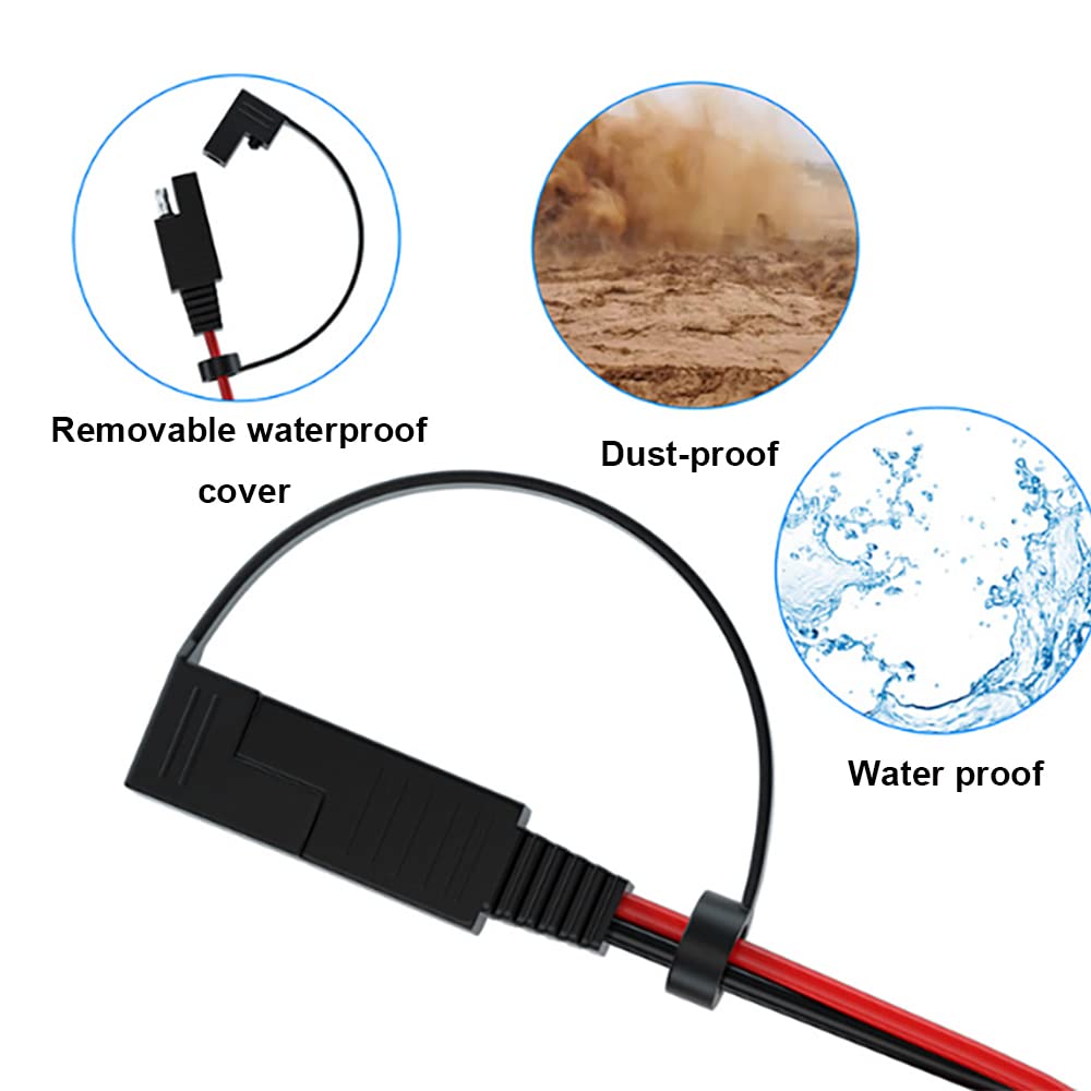 Cavo SAE Universale Con Doppio Fusibile 10A - Prolunga Per Pannelli Solari Batterie Auto E Moto