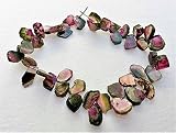 turmalina sandia colgante Gemstone color- Multi Color Natural turmalina sandía rebanadas, suave rodajas, rodajas de perforado, 7 x 9 mm – -10 x 13 mm, 8 \"Strand, 87 ct. [e0373]