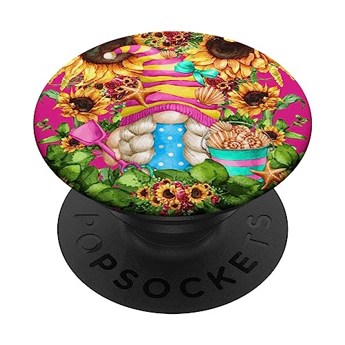Funny Summer Gnome For Women And Teachers Cute Beach Lover PopSockets PopGrip Interchangeable