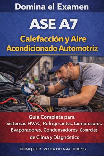 Domina el Examen ASE A7 Calefacción y Aire Acondicionado Automotriz: Guía Completa para Sistemas HVAC, Refrigerantes, Compresores, Evaporadores, Condensadores, ... (Automotive Exams) (Spanish Edition)