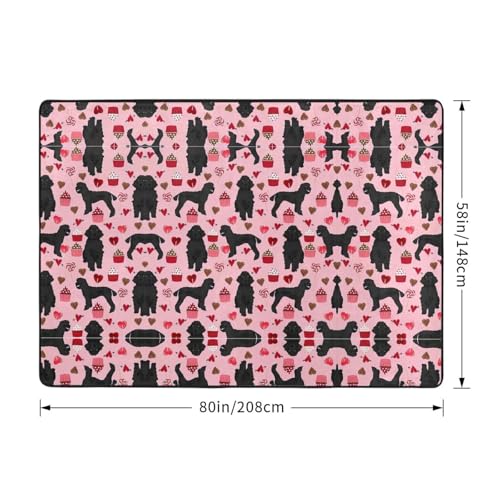 Tapis imprimé caniches roses grand format pour table basse - 4