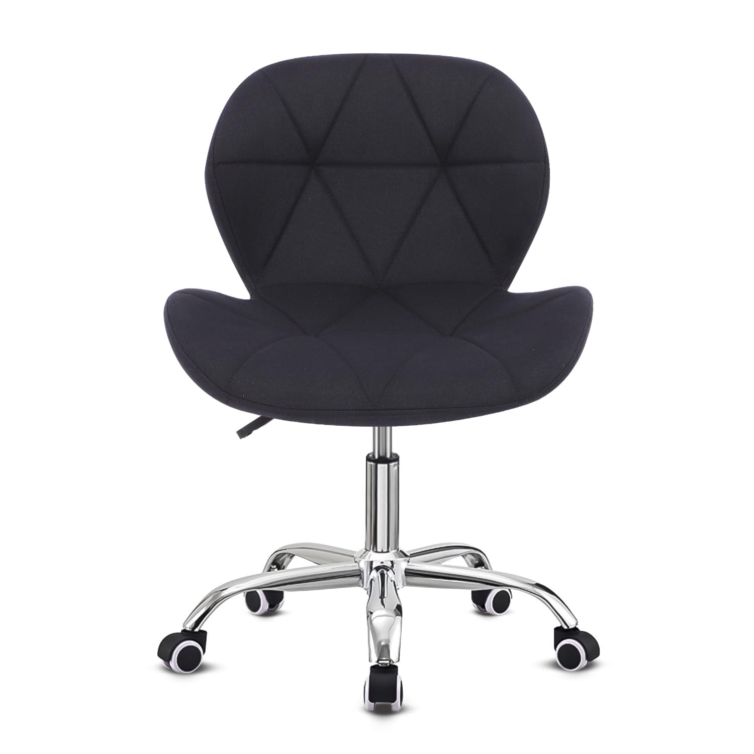 Hadwin PU/Linen/Velvet/Boucle Modern Swivel Office Chair, Height Adjustable Padded Armless Desk Chair, Makeup Chair with Wheels for Bedroom, Home Office (Linen, Black)