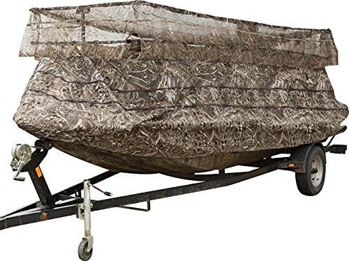 Drake Waterfowl Ghillie Boat Blind with No-Shadow Dual Action Top Realtree Max-5