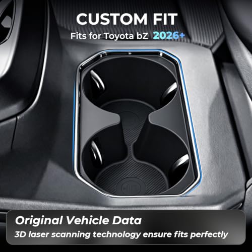 Image of Center Console Cup Holder Inserts for Toyota BZ 2026+, Interior Accessories TPE Car Cup Holders Covers Protector for 2026+ BZ, Black