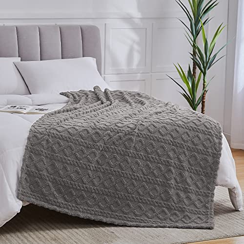 Kmuset Sherpa Fleece Throw Blanket, 50"X70", 3D-Stylish Design, Super Soft, Cozy, Lightweight, Fluffy, Flannel Blanket For Couch, Bed, Sofa, All Season Use, Grey #TOP5