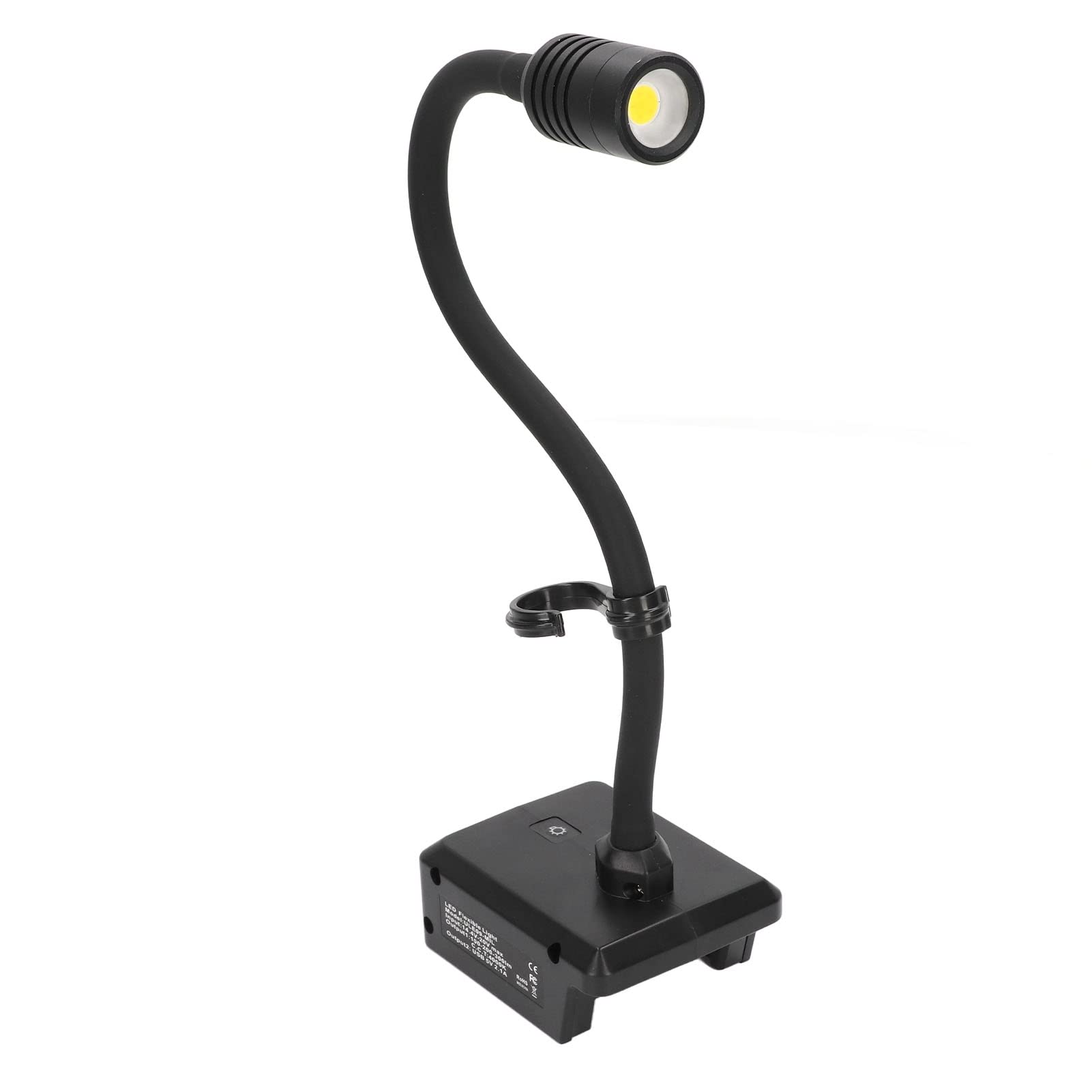 Eujgoov Wiederaufladbare LED-Schwanenhals-Arbeitsleuchte, Arbeitsleuchte mit 2 USB-Anschlüssen, 3-stufig Verstellbar mit Haken