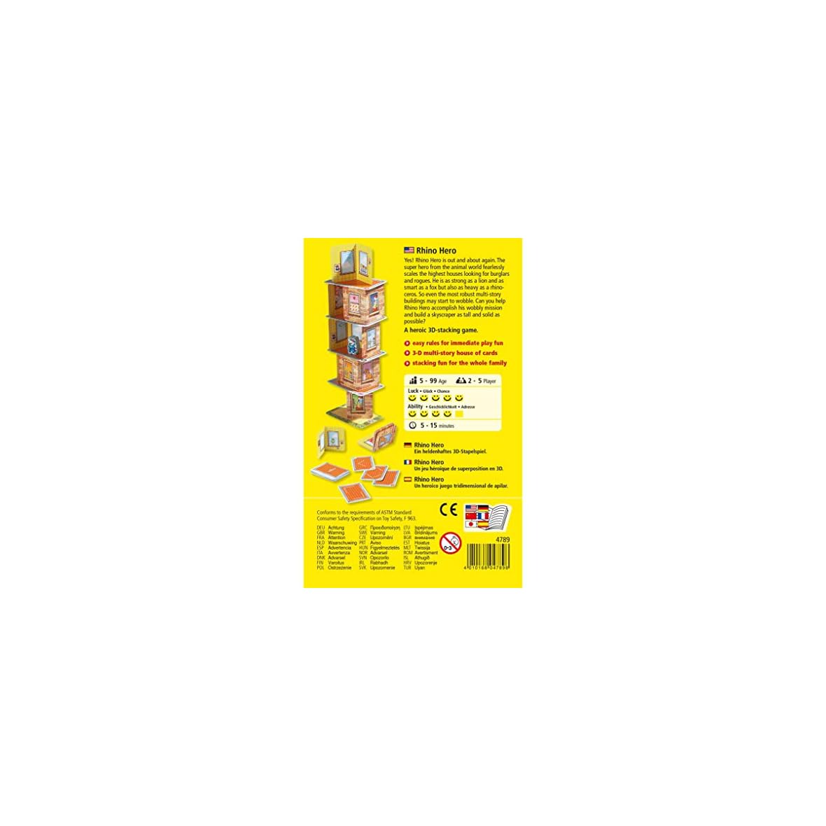 HABA-4789-Rhino-Hero-Un-Juego-de-apilamiento-3D-para-Edades-5-version-en-ingles-Made-in-Germany