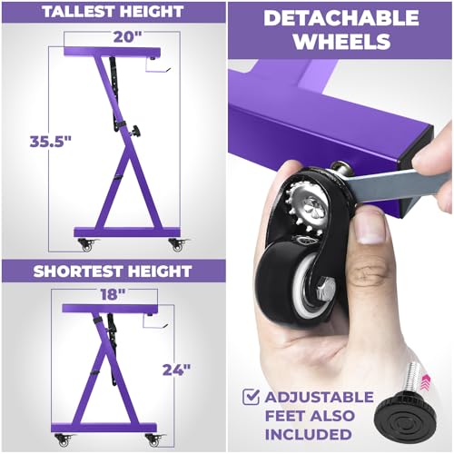 Image of Liquid Stands Keyboard Stand w / Wheels - Z Style Adjustable & Portable Professional Heavy Duty Digital Piano Stand - Fits 54-88 Key Electric Pianos - Sturdy Rolling Musical Keyboard Stand (Purple)