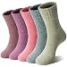 Loritta 5 Pairs Womens Vintage Style Winter Warm Thick Knit Wool Cozy Crew Socks