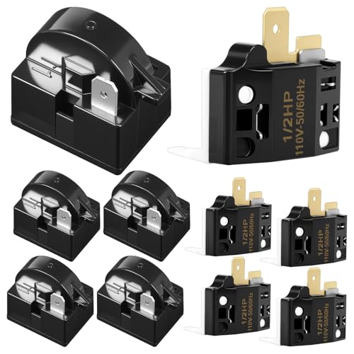 Image of 10Pack QP2-4.7 PTC 4.7 Ohm Starter Relay 1 Pin Refrigerator Starter Relay and 6750C-0005P Overload Protector Kit Compatible with Mini Fridges and Coolers, for LG Compressor and Freezers