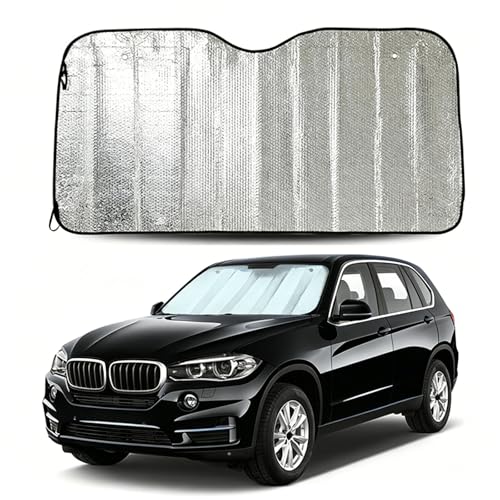 AYBKX Double Sided Aluminum Foil Car Windshield Sun Shade, Foldable Automotive Windshield Cover for Sun Protection, Reduce Interior Fading Anti Glare Sun Visor for Most Cars SUVs