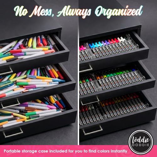 Image of Loddie Doddie Chalk Markers - Pack of 48, 6mm Reversible Tips - Liquid Chalk Pens for Glass & Windows - Dry Erase Chalkboard Markers for Blackboard & Calendars - Non-Toxic Pens for Art & Decor