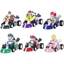 HUAWELL Supe Mari Bs Kart Pull Back Cars Motorcycle Luigi Yoshi Toad Princess Peach Donkey Kong 2.5 Inch for Kids+ Gift 6 Pcs