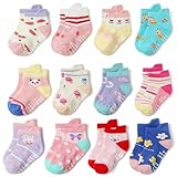 Wdmiya Calcetines Antideslizante Bebé, 12 Pares de Calcetines para Niñas y...