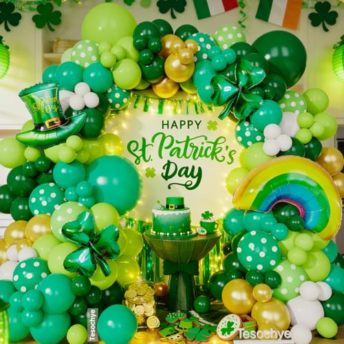 Ballons Saint-Patrick durables vert blanc or avec trèfle pour anniversaire - 3