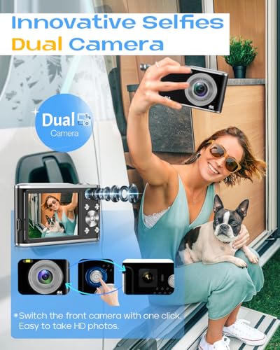 Digital Camera, UHD 4K Digital Camera with Front and Rear Camera, Autofocus 48MP 16X Digital Zoom Vlogging Camera with 32GB Card, 2.8 Inch Screen Compact Photo Shoot Camera for Beginners(Black) - Image 3
