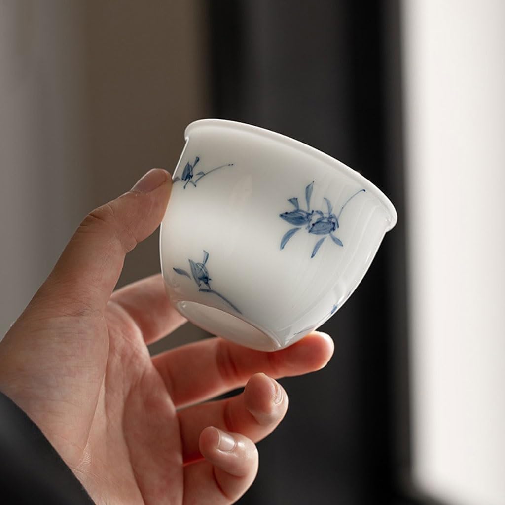 GSOUL Kungfu Tea cup Men's Home Office Tea Cup Hand-painted Phalaenopsis Ceramic Jar Owner's Personal Small Tea Cups