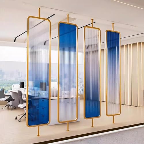Separador De Ambientes De Suelo A Techo, Mamparas Divisorias Modernas Con Forma De Columna Tabique Decorativo Independiente Paneles De Vidrio Con Degradado De Color(4 panels,230x30cm/90.6x11.8in)