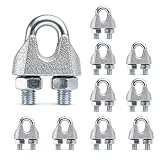 XORQAN M8 Drahtseilklemmen 8 mm, Seilklemmen 8 mm, 10 Stück, DIN 741, verzinkt, Stahl, Drahtseilklemme für Drahtseil & Stahlseil, Seilbefestigung, Seilverbindung, Klemme