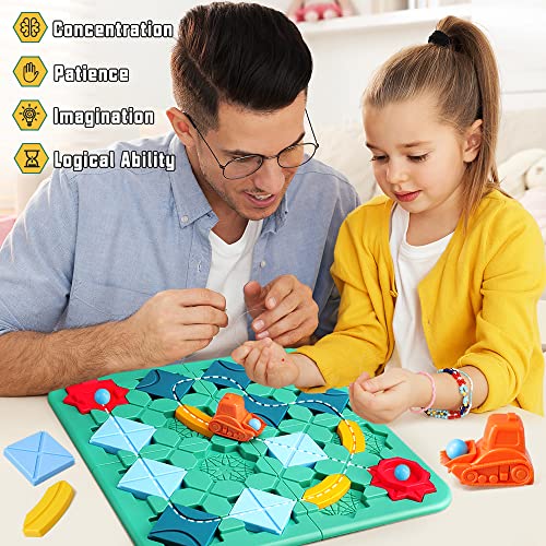 Vatos Educational Board Puzzle Game Road Builder Toys, 118 Challenges & 4 Difficulty Levels Smart Logic Road Builder, Car Track Building Brain Teaser Stem Learning Toy, Birthday Gift For Kids Ages 3+ #TOP5