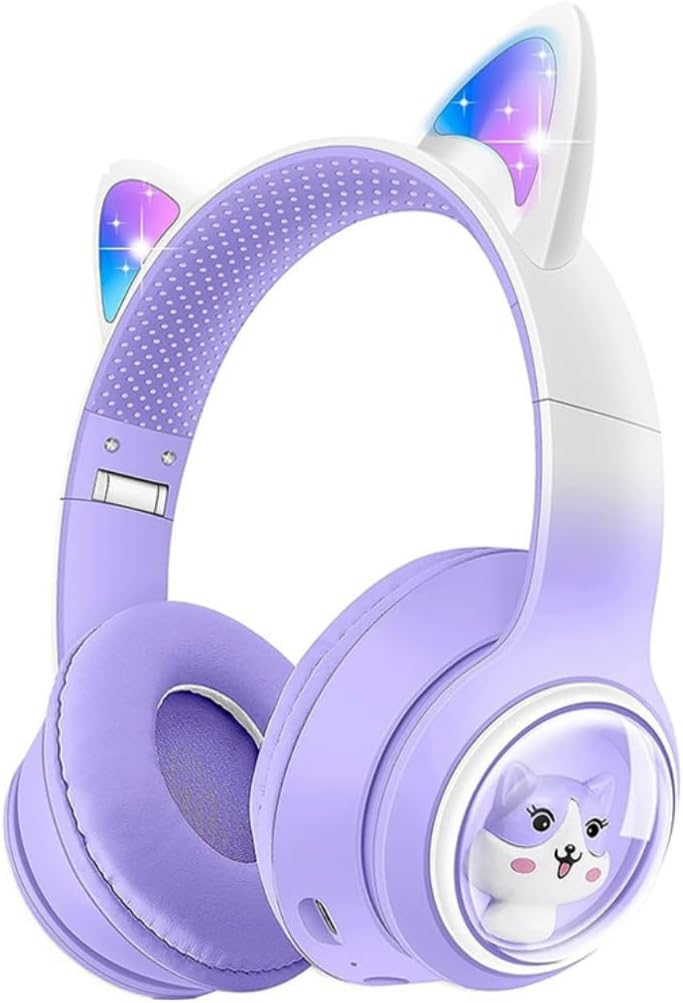 Cuter Wireless Bluetooth Headphones with Mic & RGB Lights | Dual Mood | Foldable Over-Ear Headset | Bluetooth 5.3, TF Card Support, Memory Foam Earpads, Rechargeable for Gaming, Study Travel (Purple) Cuter Wireless Bluetooth Headphones with Mic & RGB Lights | Dual Mood | Foldable Over-Ear Headset | Bluetooth 5.3, TF Card Support, Memory Foam Earpads, Rechargeable for Gaming, Study Travel (Purple)
