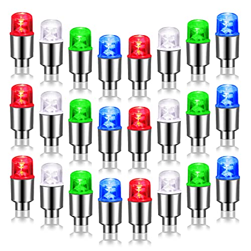 16 Pieces LED Bike Wheel Lights LED Flash Tyre Wheel Valve Cap Light Wheel Tyre Valve Stem Cap Lights Waterproof Bicycle Wheel Tire Light Bright Bicycle Accessories for Car Motorcycle Bicycle