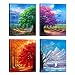 NUOLAN Nuolanart- 4 Seasons Modern Landscape 4 Panels Framed Canvas Print Wall Art, Ready to Hang -P4L3040X4-03