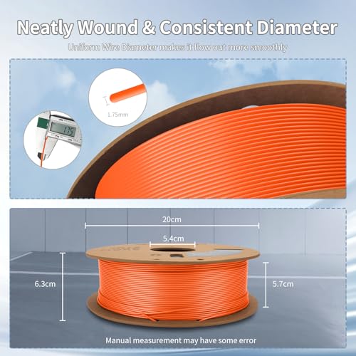 Image of 3D Printing Filament High-Speed PLA Filament 1.75mm 300mm /s 1kg Cardboard Spool Dimensional Accuracy + /- 0.03 mm Fit Most 3D FDM Printer-Orange