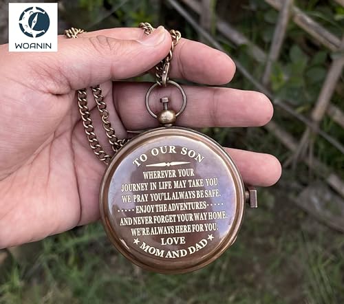 Brújula personalizada de latón 3 pulgadas con estuche de cuero miniatura 5
